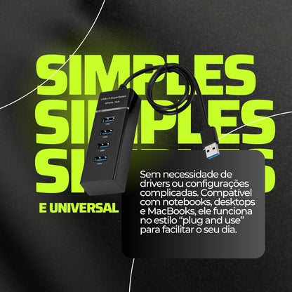 Expansor Hub Usb 3.0 4 Portas Com Led Super Rápido 5.0 Gbps