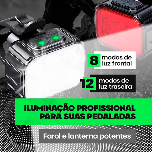 Lanterna Bike Kit Farol Bike 6 Led Recarregável USB a Prova da Água