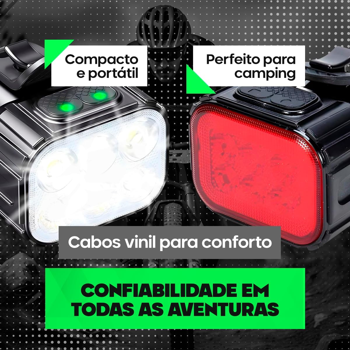 Lanterna Bike Kit Farol Bike 6 Led Recarregável USB a Prova da Água