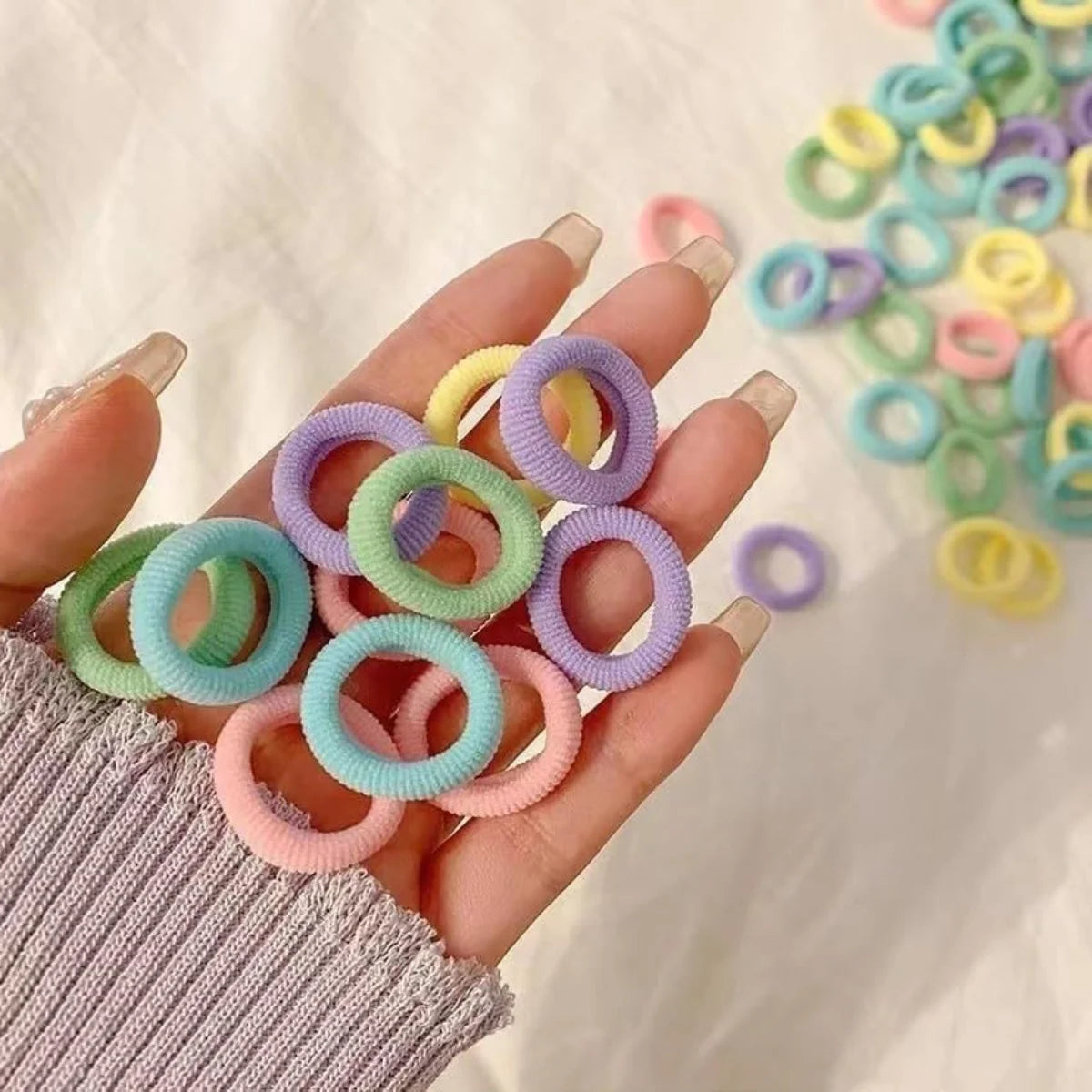 Rabicó 100 Xuxinha Elástico de Cabelo Kit Cores Doces Doces Infantil/Adulto