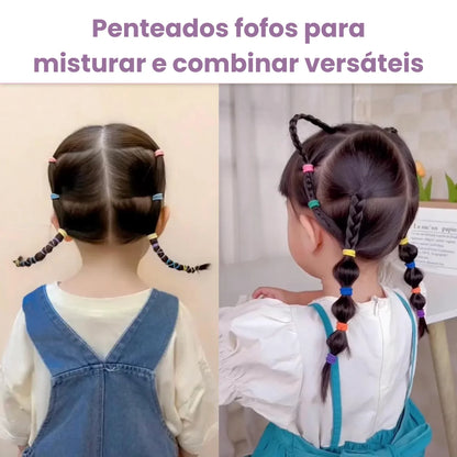 Rabicó 100 Xuxinha Elástico de Cabelo Kit Cores Doces Doces Infantil/Adulto