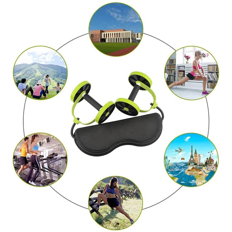 Novo Sport Core Double AB Carver Roller Wheel Fitness Exercícios abdominais Equipamento Treino Cintura Emagrecimento