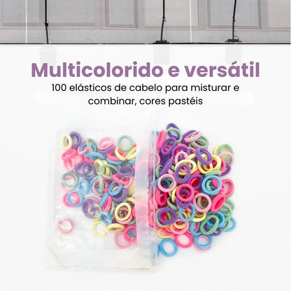 Rabicó 100 Xuxinha Elástico de Cabelo Kit Cores Doces Doces Infantil/Adulto